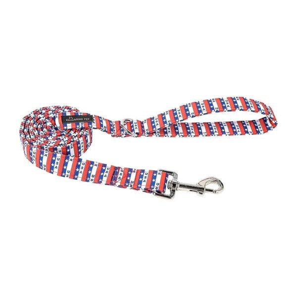 American Flag Dog Leash with Cotton Fabric and Matching Collar for Dogs and Cats