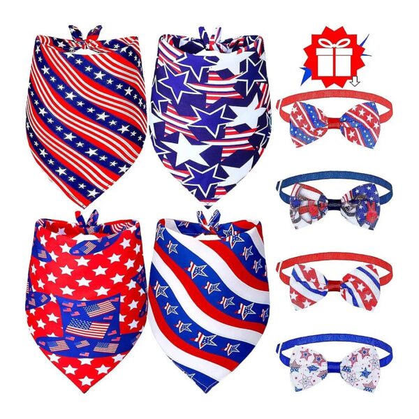 American Flag Pet Costume Bandanas and Bow Ties with Fun and Unique Designs