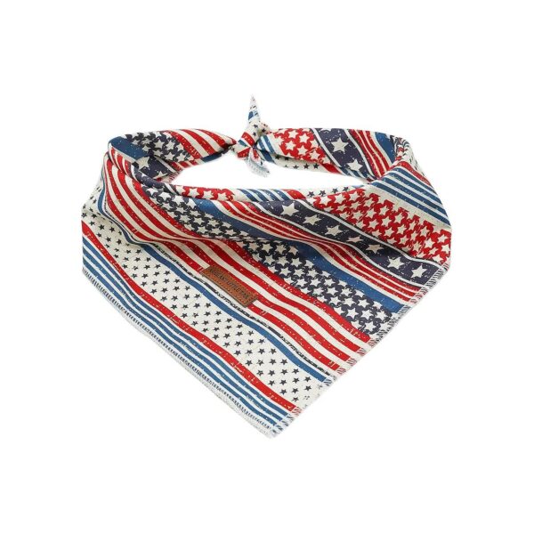 American Flag Soft Cotton Dog Bandana Square Kerchief for Small Dogs Pets