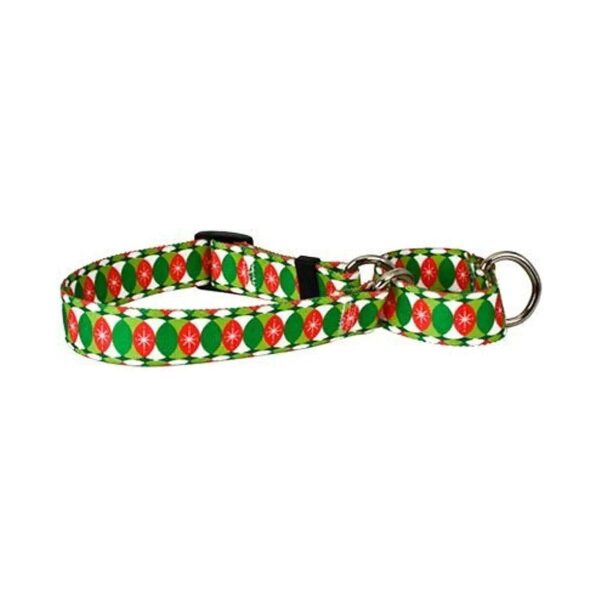 American Made Christmas Cheer Dog Collar in Medium Size with Cinching Action Control