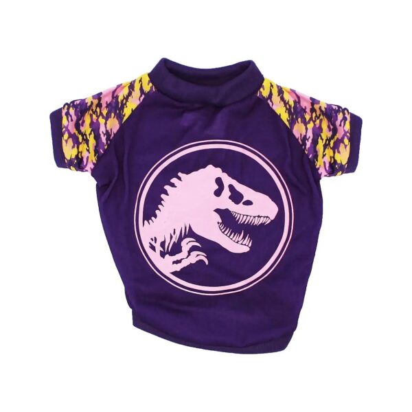 Animal Costumes for Dogs with Purple Camo Print and Dinosaur Logo