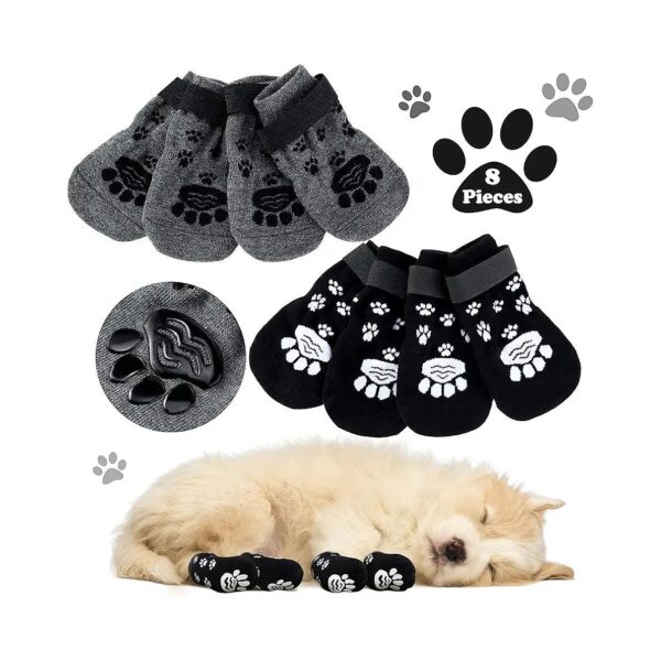 Anti Slip Dog Socks with Adjustable Strap Traction Control for Indoor Hardwood Floor Wear