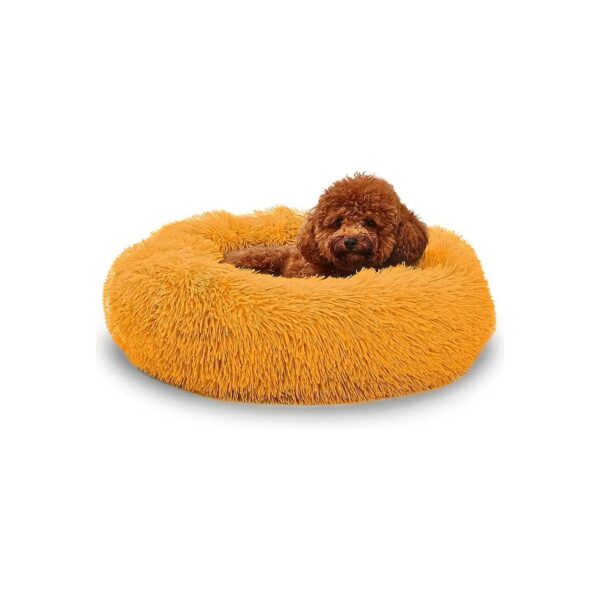 Anti-Anxiety Plush Calming Donut Dog Bed for Small to Medium Breeds Puppies and Kittens