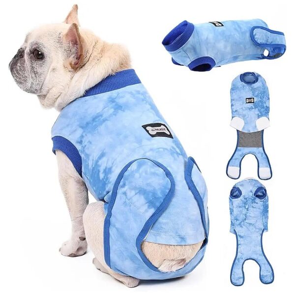 Anti-Licking Dog Surgical Recovery Suit with Soft Fabric and Adjustable Closure for Males