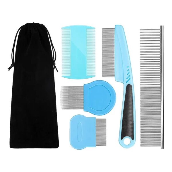 Anti-Scratch Dog Combs for Fleas, Dandruff, and Hair Tangles - 6 Piece Set