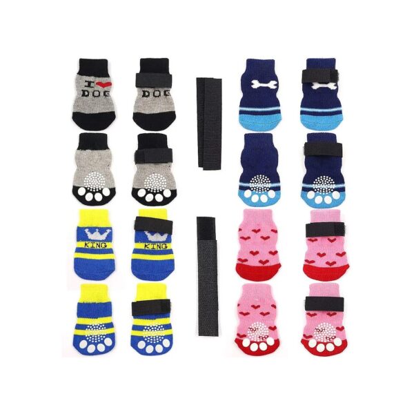 Anti-Slip Dog Socks and Cat Socks with Rubber Reinforcement for Medium Pets