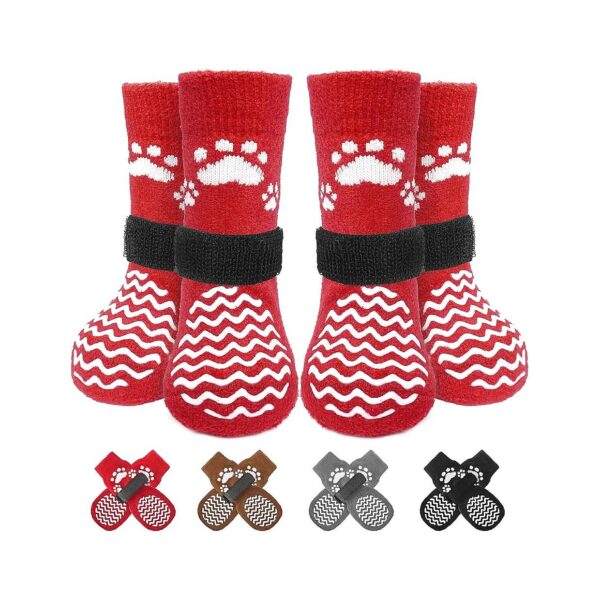 Anti-Slip Dog Socks for Small Medium Large Dogs with Adjustable Belt and Detachable Strap