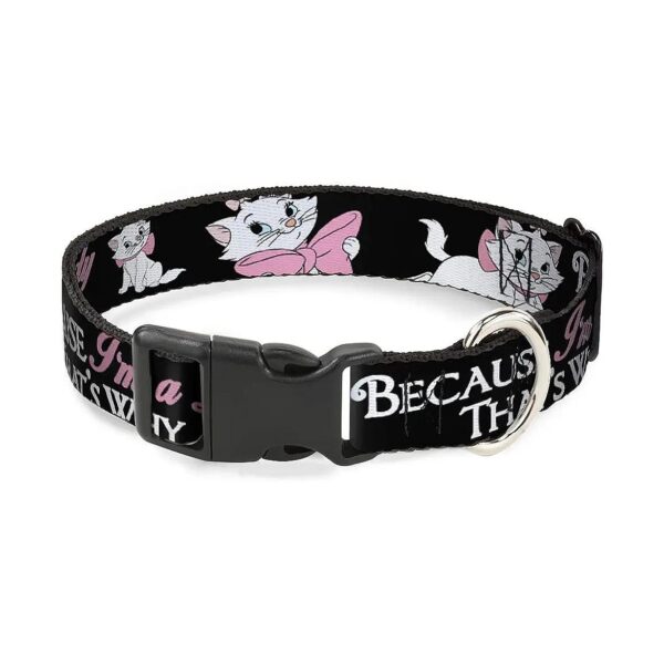 Aristocats Marie Polyester Dog Collar with Plastic Buckle for 6 to 9 Inch Necks