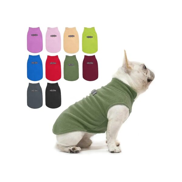 Army Green Fleece Dog Coat with Leash Hole for Small and Medium Dogs