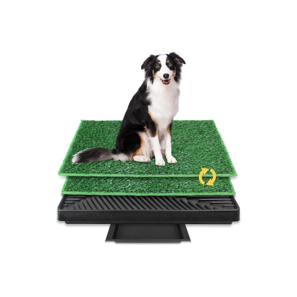 Artificial Dog Grass Litter Box with Tray and 2 Artificial Pee Grasses for a