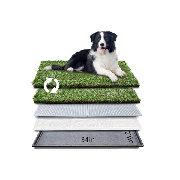 Artificial Grass Litter Box for Large Dogs 34x23 with Tray and Two Pads