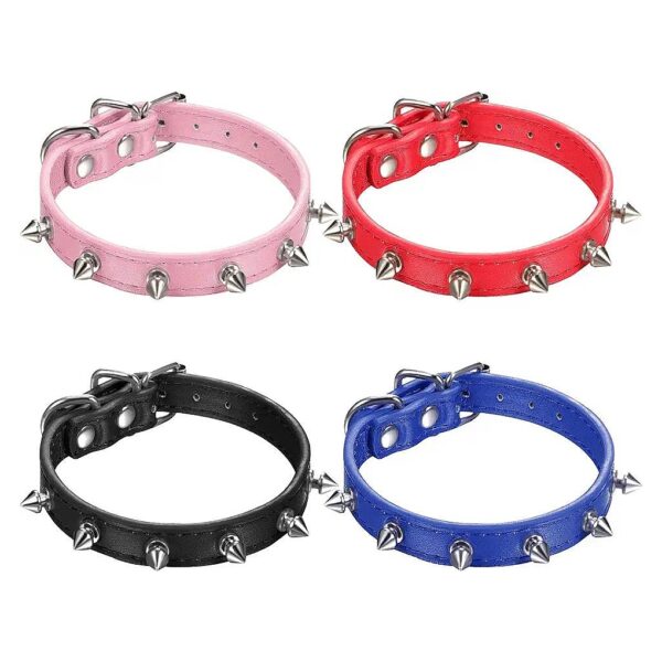 Artificial Leather Pet Collars with Spikes for Small Dogs and Cats Adjustable