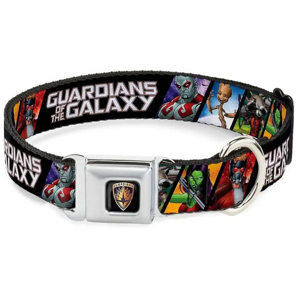 Authentic Seatbelt Buckle Dog Collar for Large Breeds with Guardians of The Galaxy Design