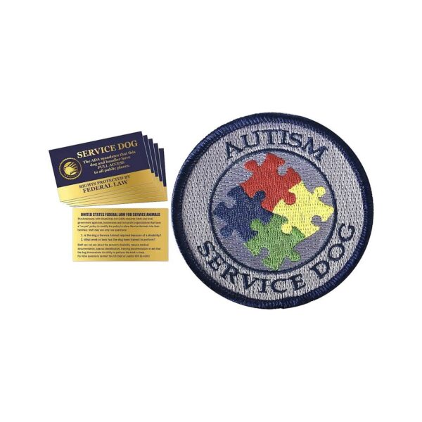 Autism Support Dog Purple Embroidered Sew-On Round Patch with Handout Cards