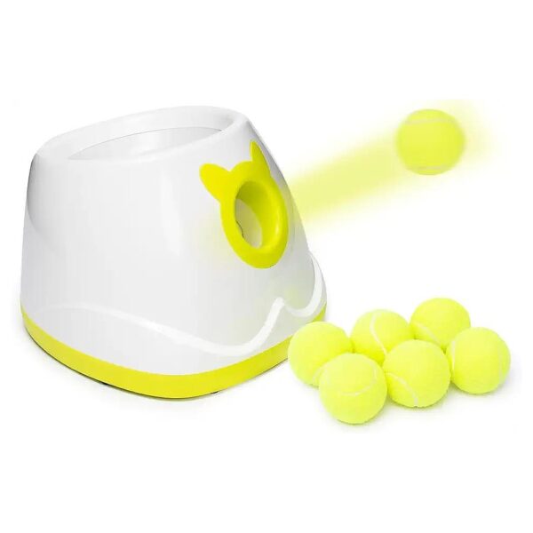 Automatic Dog Ball Launcher with Adjustable Launch Distance and 6 Small Tennis Balls