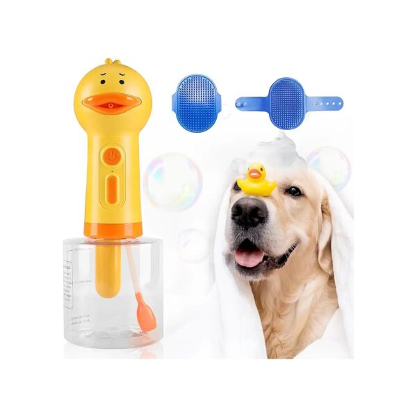 Automatic Dog Soap Dispenser with Adjustable Brush for Long Haired Pets and Cats Grooming