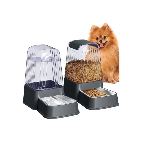 Automatic Feeder and Water Dispenser Set for Cats and Dogs with Stainless Steel Bowls