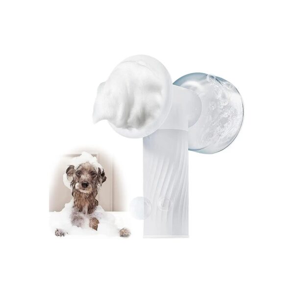 Automatic Foaming Dog Bath Brush with Shampoo Dispenser for Efficient Grooming