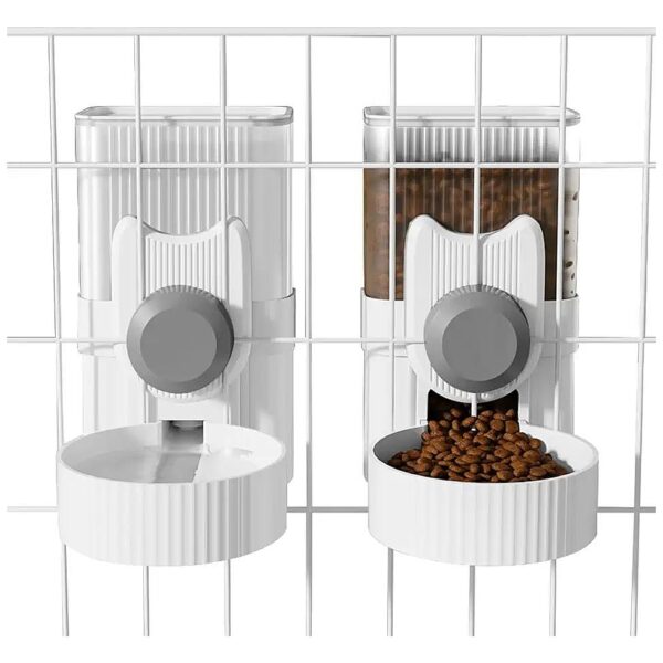 Automatic Small Pet Gravity Feeder and Waterer Set for Multi-Pet Kennel or Crate