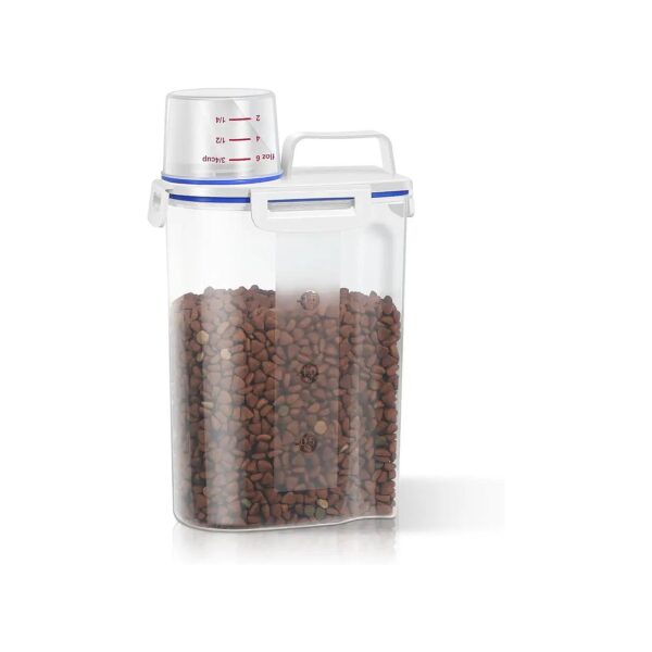 BPA-Free Pet Food Container for Small Animals with Measuring Cup and Groove Design