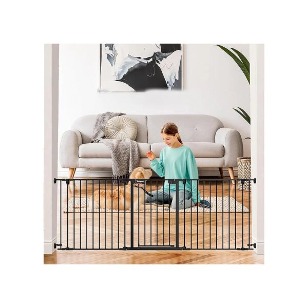 Baby Gate for Stairs with Auto-Close Door and Double Locking System