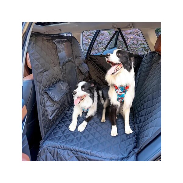 Back Seat Pet Cover with Hard Bottom and Mesh Barrier for Pet Safety