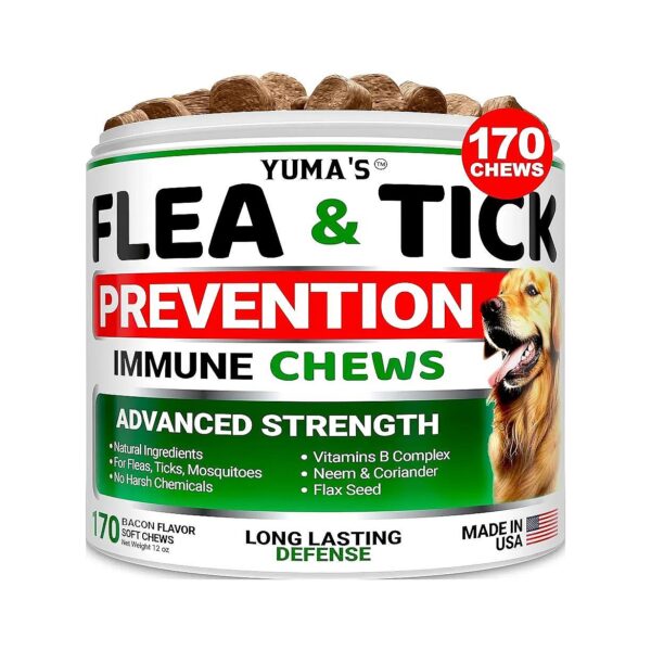 Bacon Flavor Flea and Tick Prevention for Dogs - 170 Chews Soft Oral Flea Pills