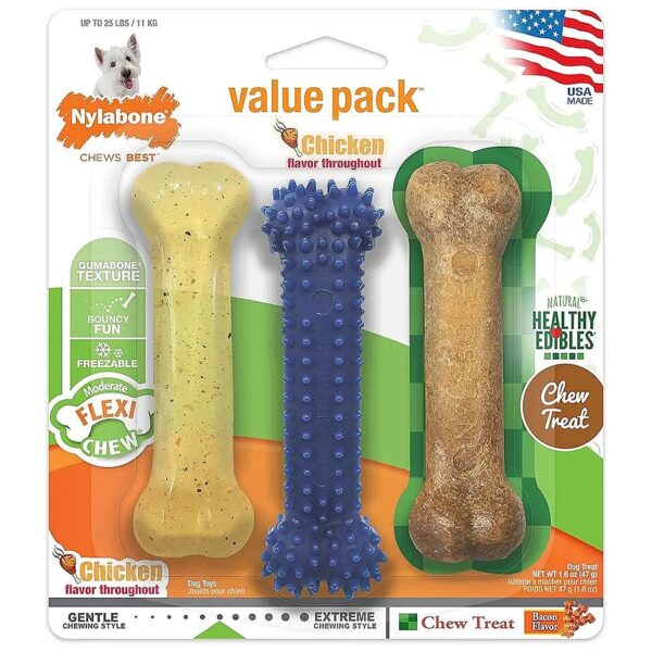 Bacon and Chicken Flavor Value Pack of Chew Treats for Small to Regular Breed Dogs