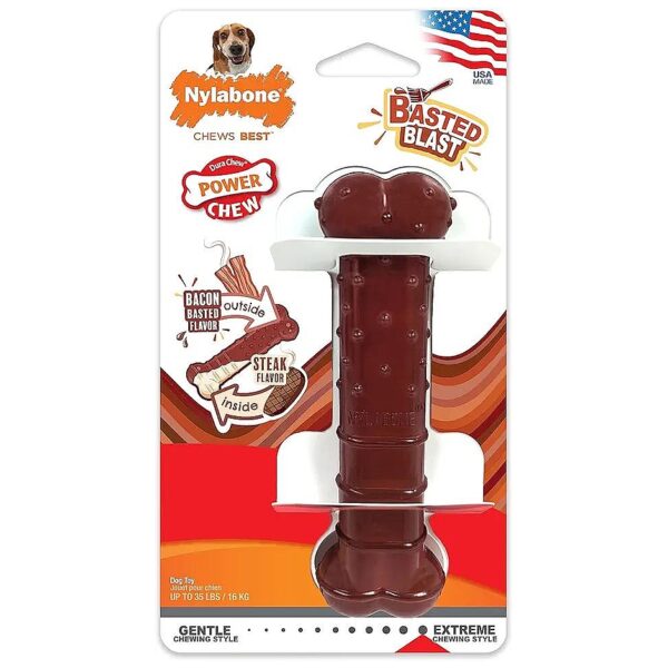 Bacon and Steak Flavor Duo Dog Chew Toys for Powerful Chewers