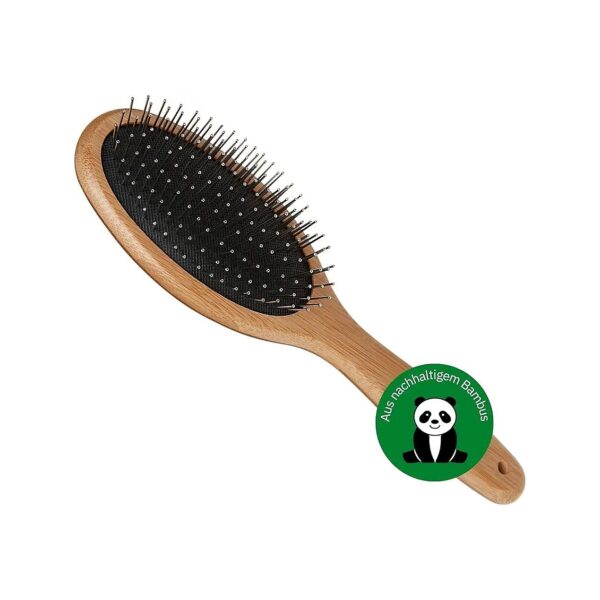 Bamboo Brush with Detangling Pins and Ergonomic Oval Shape for Comfortable Grooming