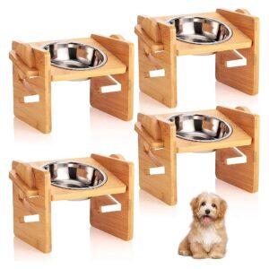 Bamboo Elevated Feeder Stand for Small to Medium-Sized Cats and Dogs