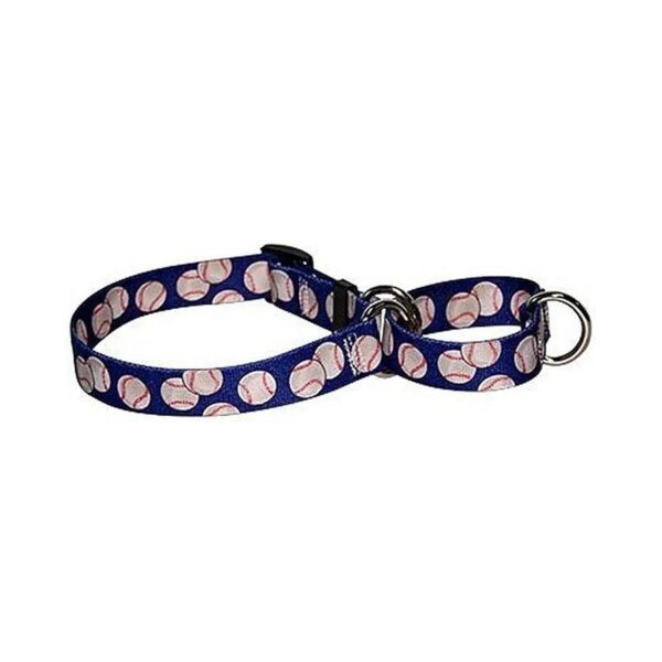 Baseball Patterned Dog Collar with Cinching Action for Pets Necks 9-12 inches Long