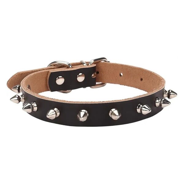 Basic Genuine Cow Leather Pet Collars for Small Cats Puppy Dogs with Adjustable Neck Size