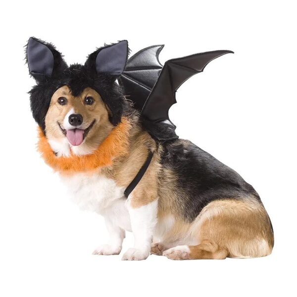 Bat Dog Costume XS for Small Dogs with Feather Trim and Foam Wings