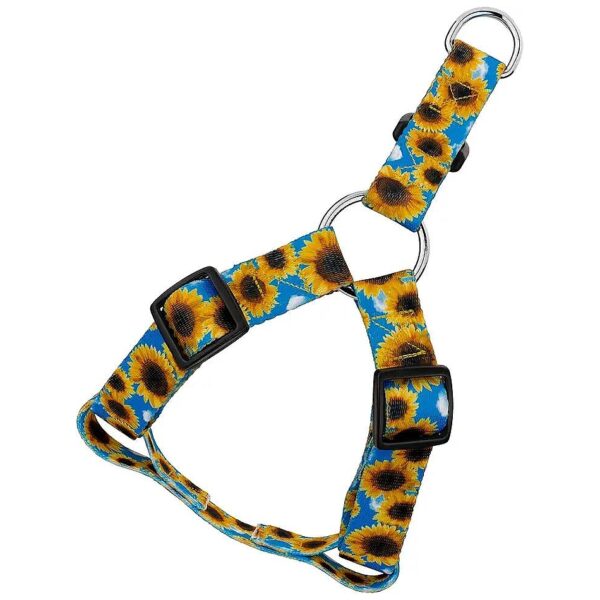 Beautiful Summer Floral Sunflower Pattern Small Adjustable Dog Harness Made in the USA