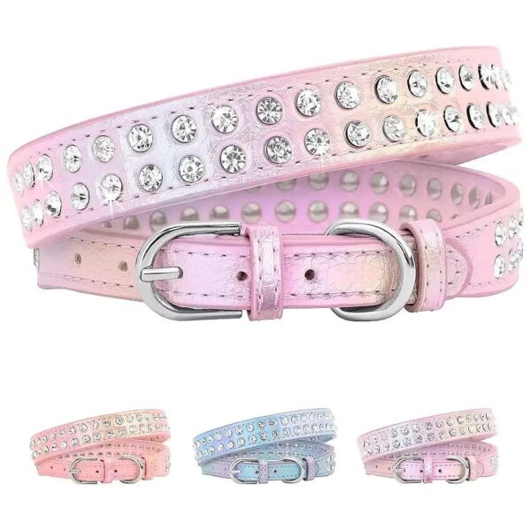 Bedazzled Dog Collar with Bling Rhinestones in Purple for Small Medium Puppies, Durable