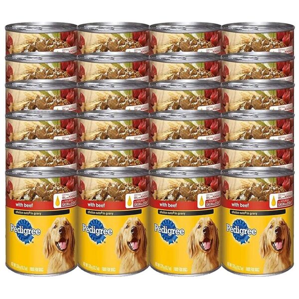 Beef Cuts in Gravy Dog Food for Adult Canines with 24 Convenience Cans