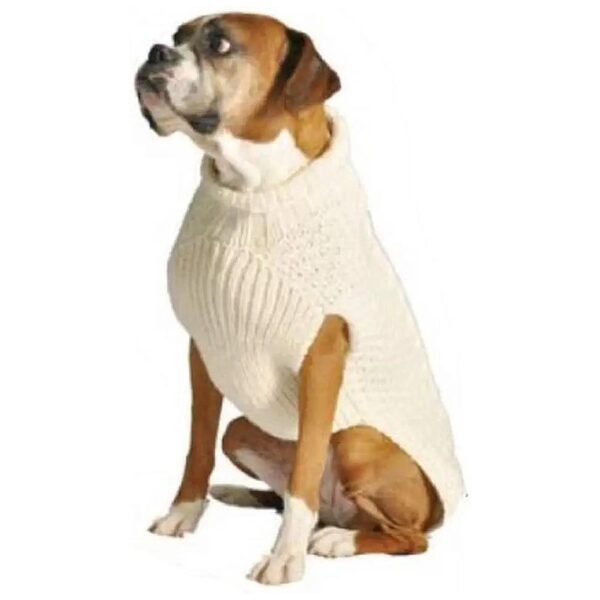 Beige Cable Knit Dog Sweater XX-Large for 60-80 Pounds Dogs