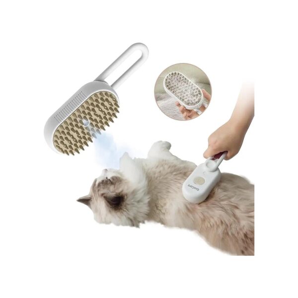 Beige Pet Grooming Brush with Brush, Massaging, and Hair Remover Functions