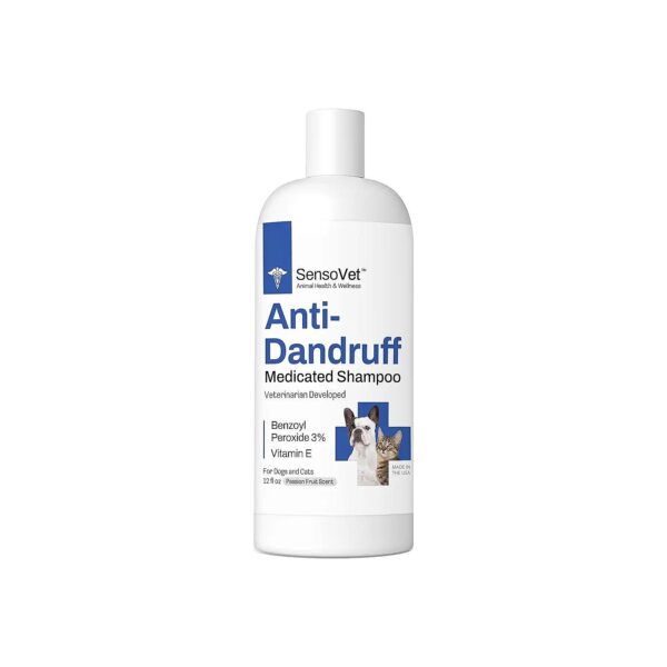 Benzoyl Peroxide Shampoo for Cats and Dogs with Dandruff, Itchy Skin, and Mange Treatment