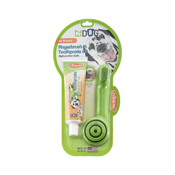 Best Dog Dental Care Kit with Finger Brush and Toothpaste for All Dogs and Life Stages