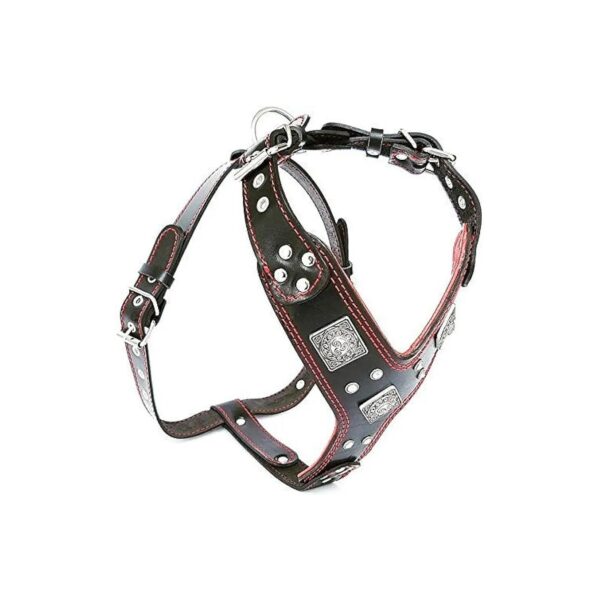 Best Leather Dog Harness for Large Breeds with Soft Padded Chest Plate and Stylish Design