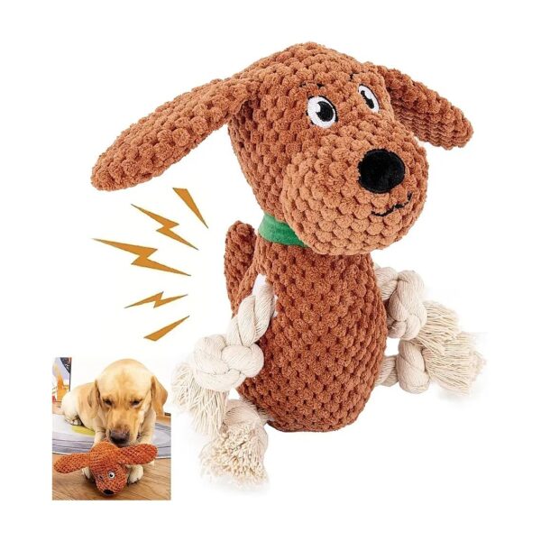 Big Ear Plush Squirrel Dog Chew Toys for Small Medium Large Dogs Pet Birthday Gifts Brown