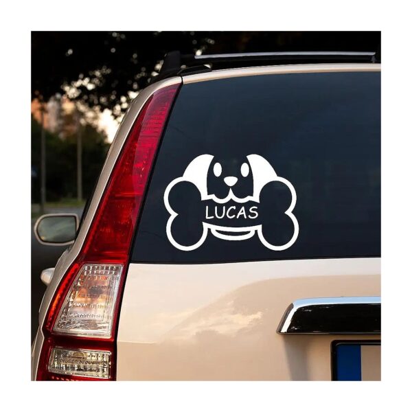 Big Friendly Dog with Bone Cartoon Decal for Car Window Stickers and More