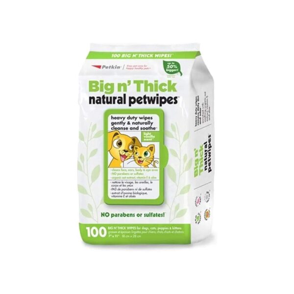 Big and Thick Dog Wipes with Gentle Cleansing Formula, 100 Pack