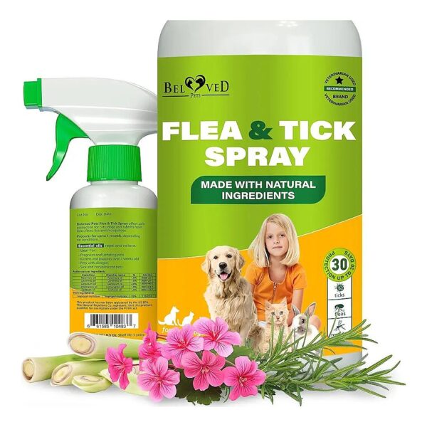 Bio-Friendly Flea and Tick Spray for Pets and Homes - Non-Toxic, Child and Pet Safe