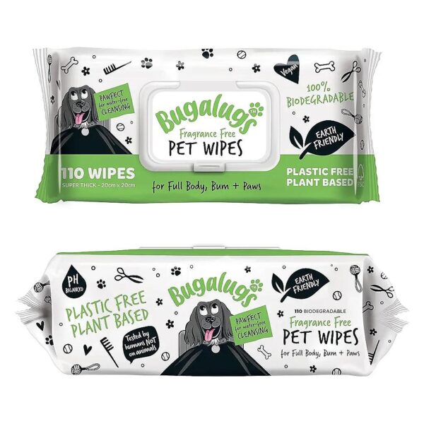 Biodegradable Dog Wipes for Easy, Water-Free Cleaning, Gentle and Fragrance Free