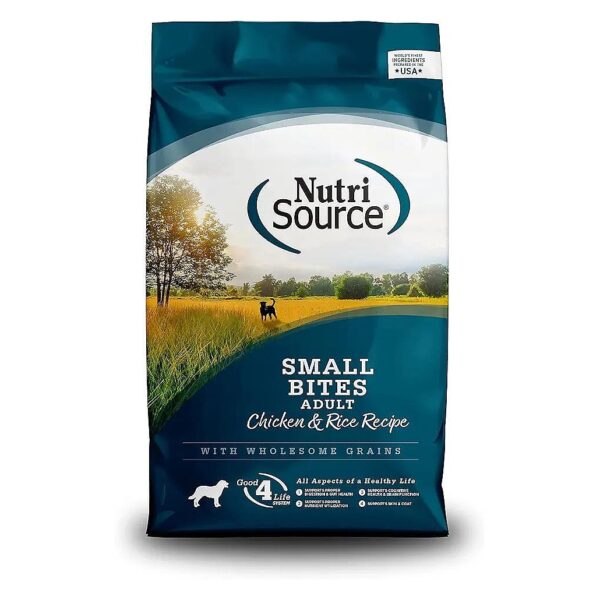 Bite-Sized Small Bites Dog Food for Adult Dogs with a Taste of Chicken and Rice