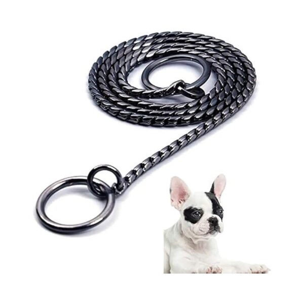 Black 0mmx28 Solid Brass Snake Chain Pet Collar for Small Medium Large Dogs