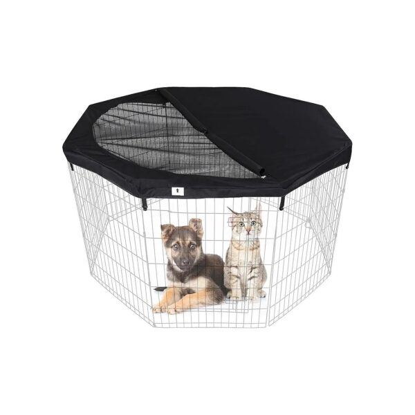 Black Adjustable Pet Playpen Top Cover for 24-48 Inch Indoor Outdoor Use